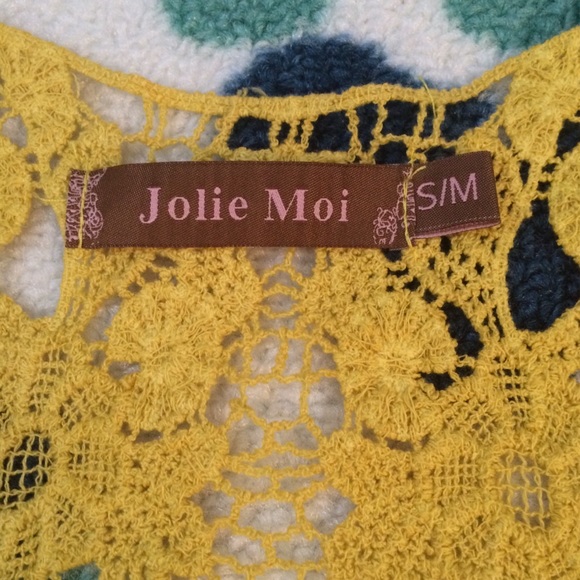 Jolie Moi yellow crochet tank top size S/M - Picture 2 of 4